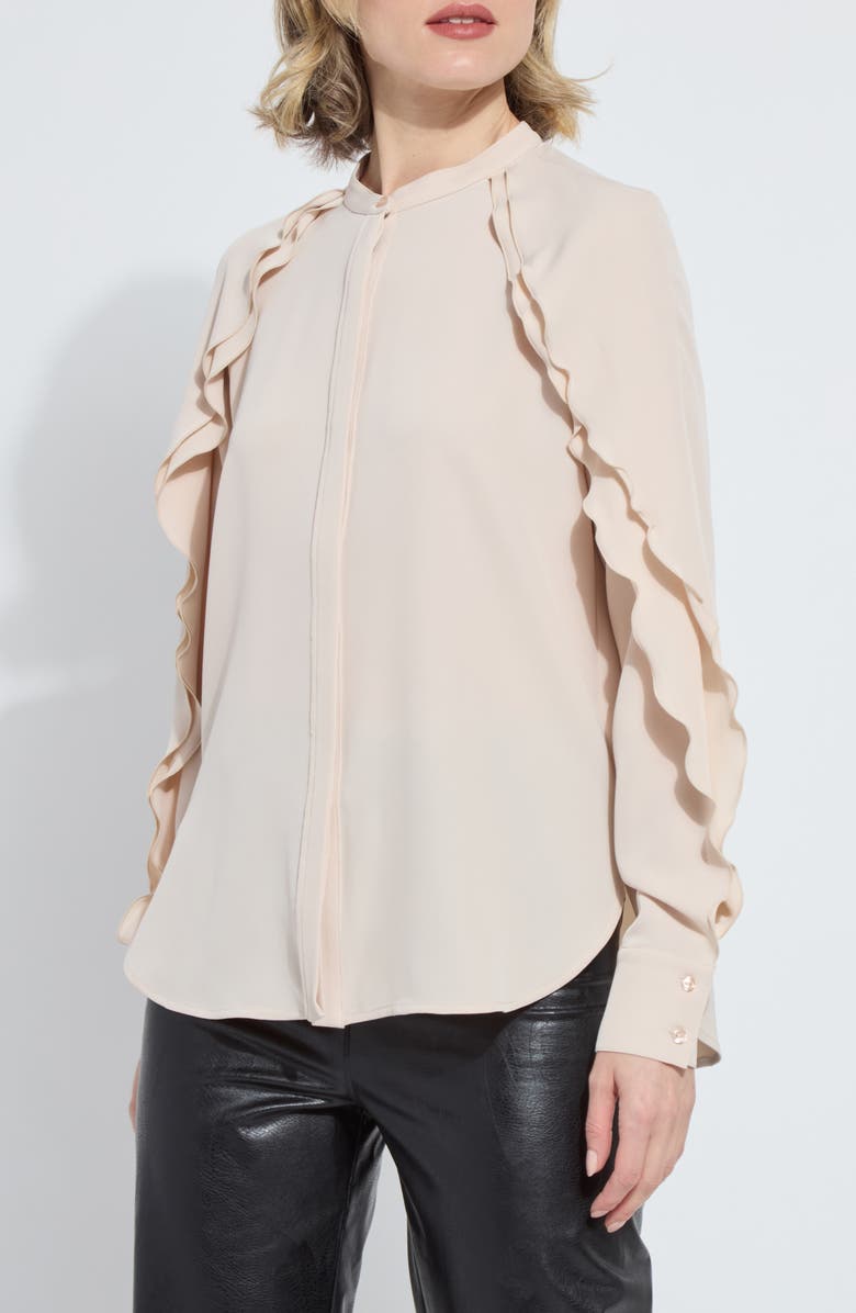 Lysse Isadora Ruffle Sleeve Button-Up Shirt, Main, color, Rose Petal