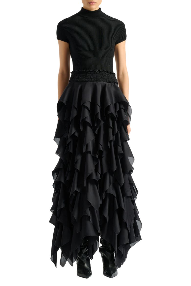 Long ruffled skirt, Main, color, black