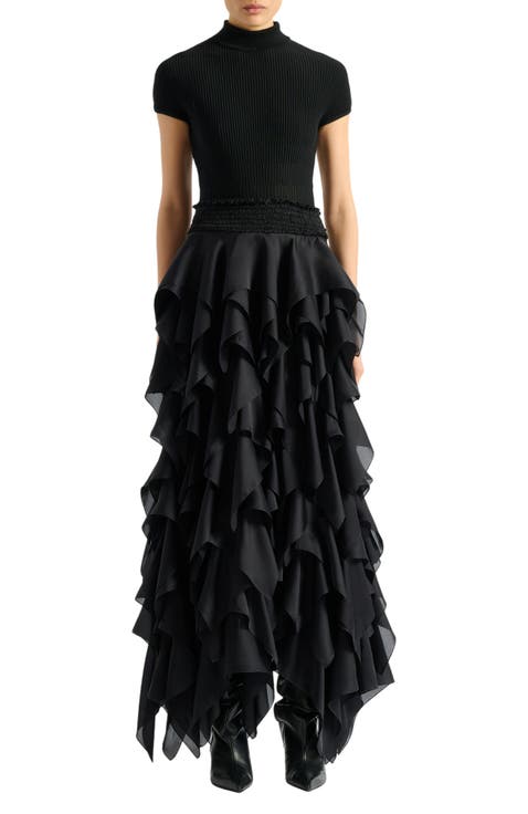 Long ruffled skirt