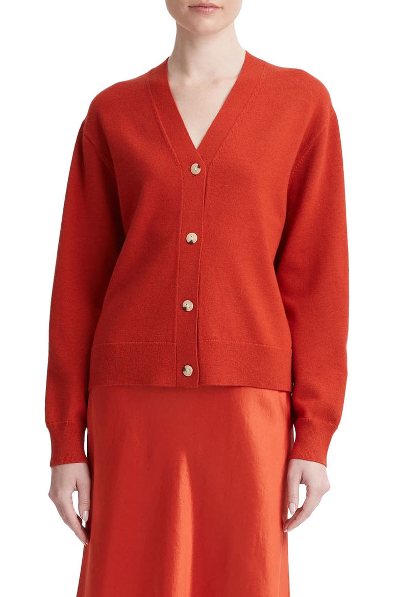 Wool & Cashmere Cardigan, Main, color, VERMILLION