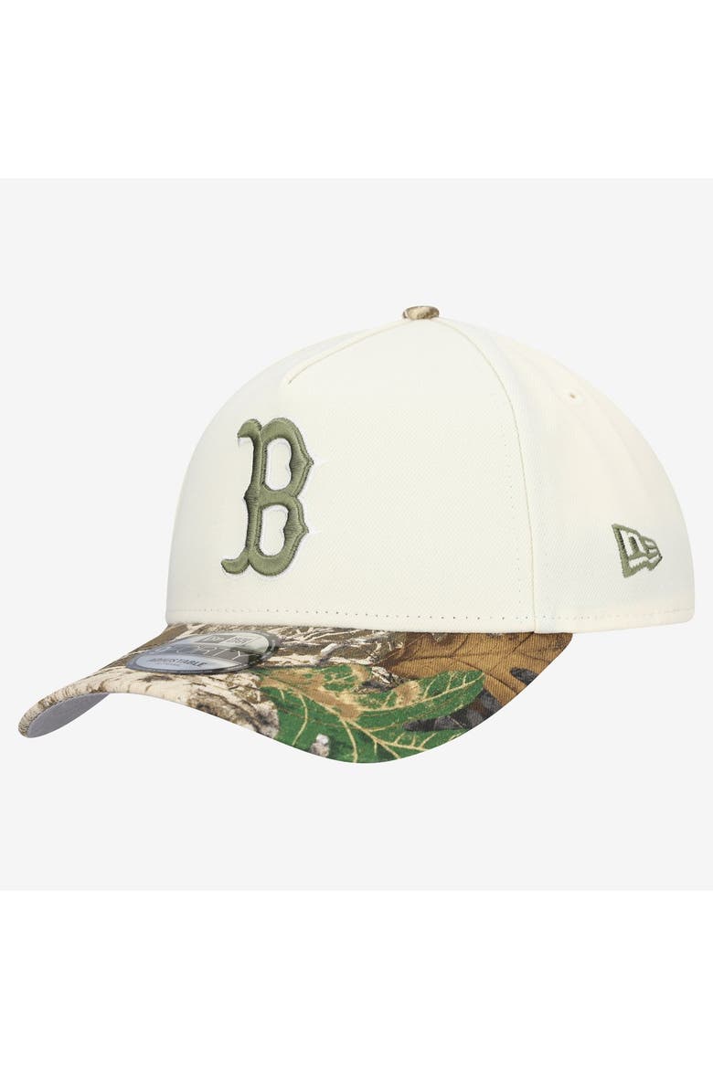 Men's New Era Khaki/Realtree Camo Boston Red Sox 9FORTY A-Frame Adjustable Hat, Alternate, color, Khaki