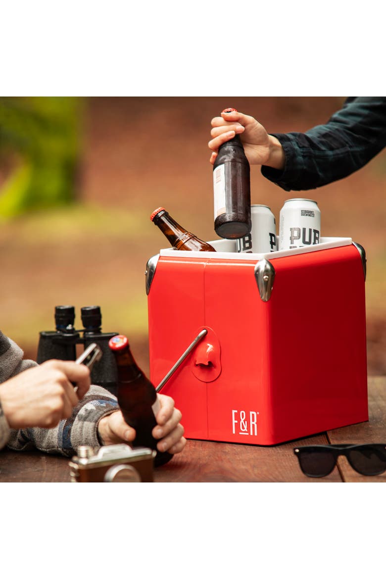 Vintage Metal Cooler, Alternate, color, Red
