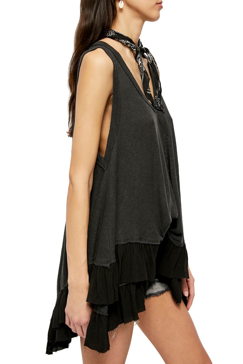 Sasha Shimmy Ruffle Hem Tank, Alternate, color, WASHED BLACK