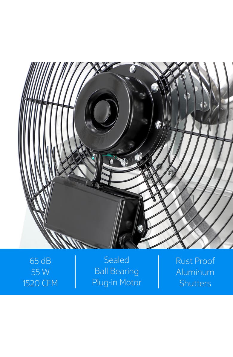 Vie Air 14 Inch Shutter Exhaust Fan with Power Cord, Alternate, color, Chrome