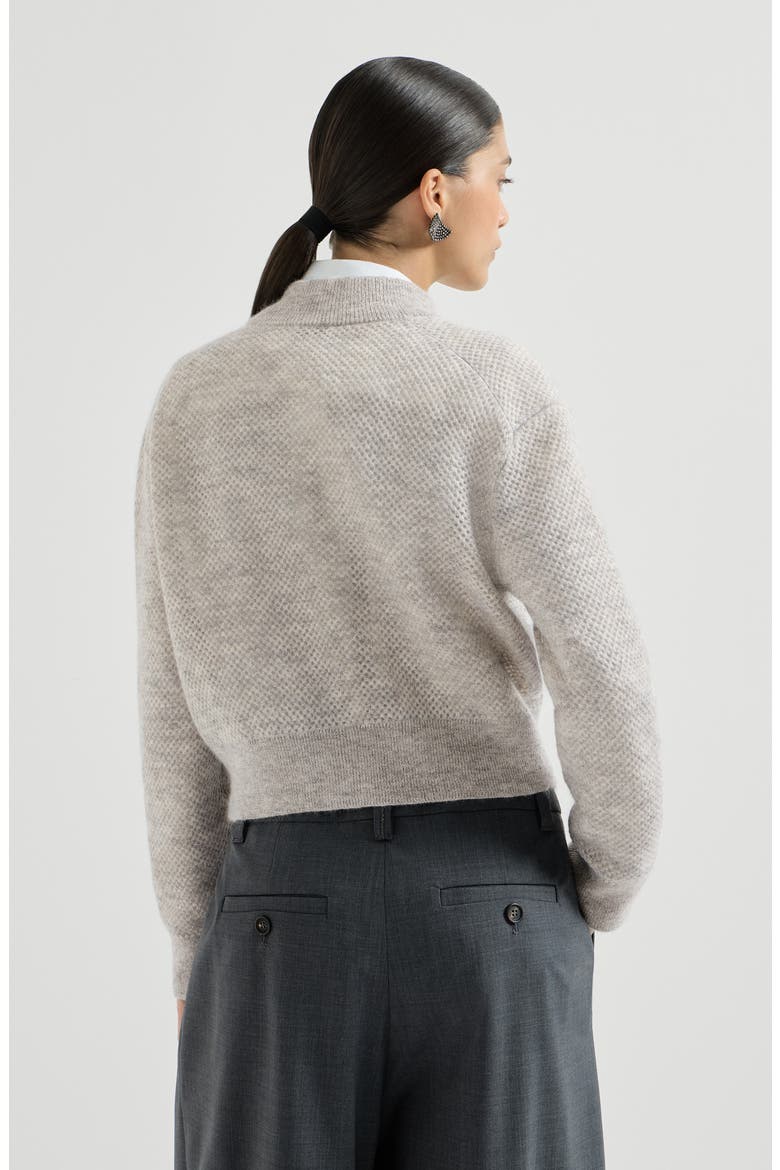 Sparkling mohair double-knit net cardigan, Alternate, color, Light Grey