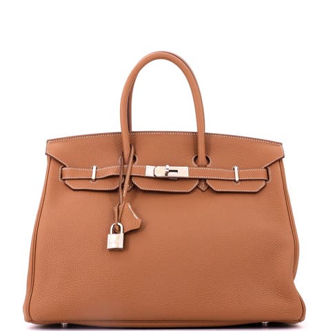 Birkin Handbag Brown Togo With Palladium Hardware 35