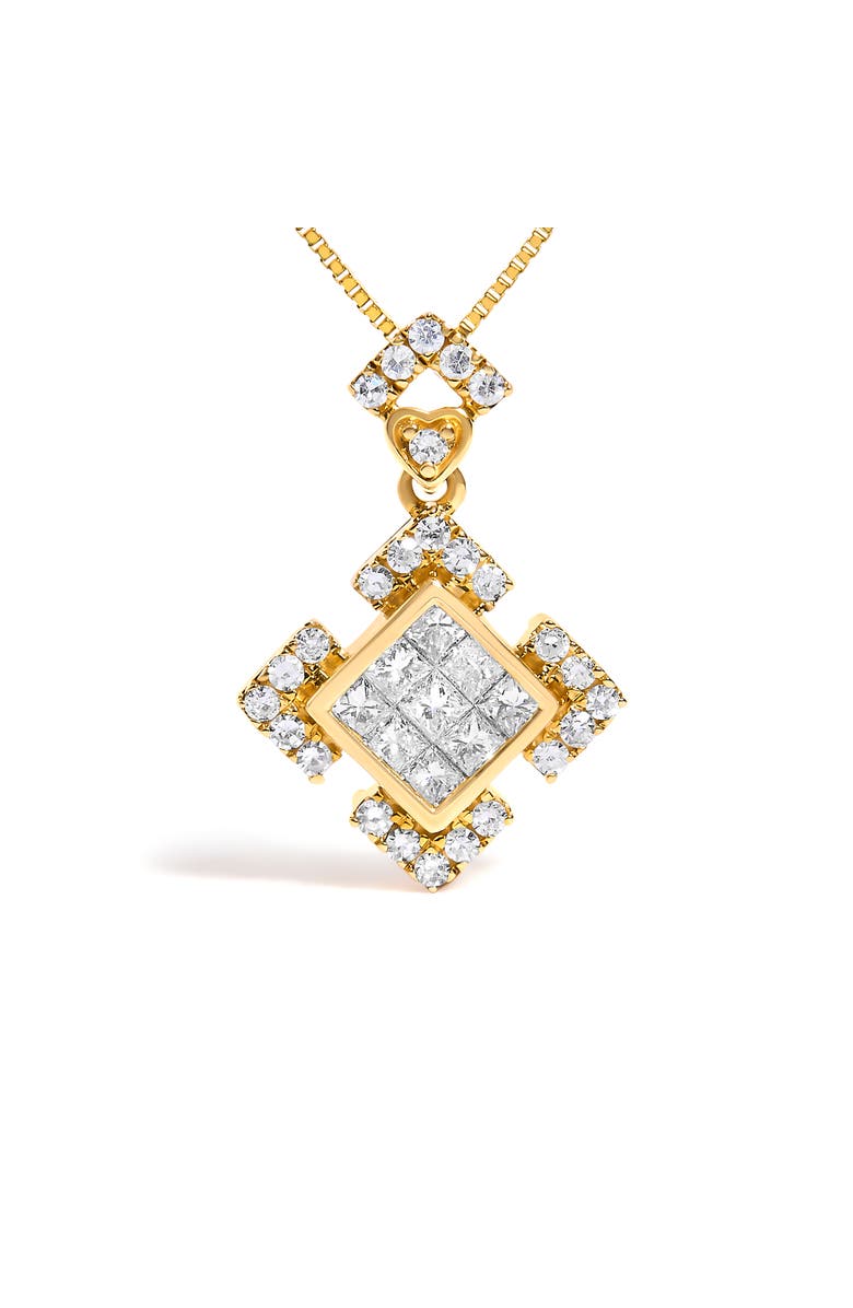 Haus of Brilliance 10K Yellow Gold 3/8 Cttw Princess Diamond Geometric Pendant Necklace, Alternate, color, Yellow Gold