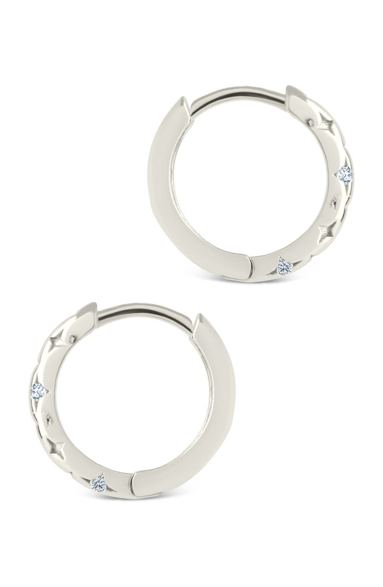 Sterling Forever Blakelyn Cubic Zirconia Hoop Earrings, Alternate, color, Silver