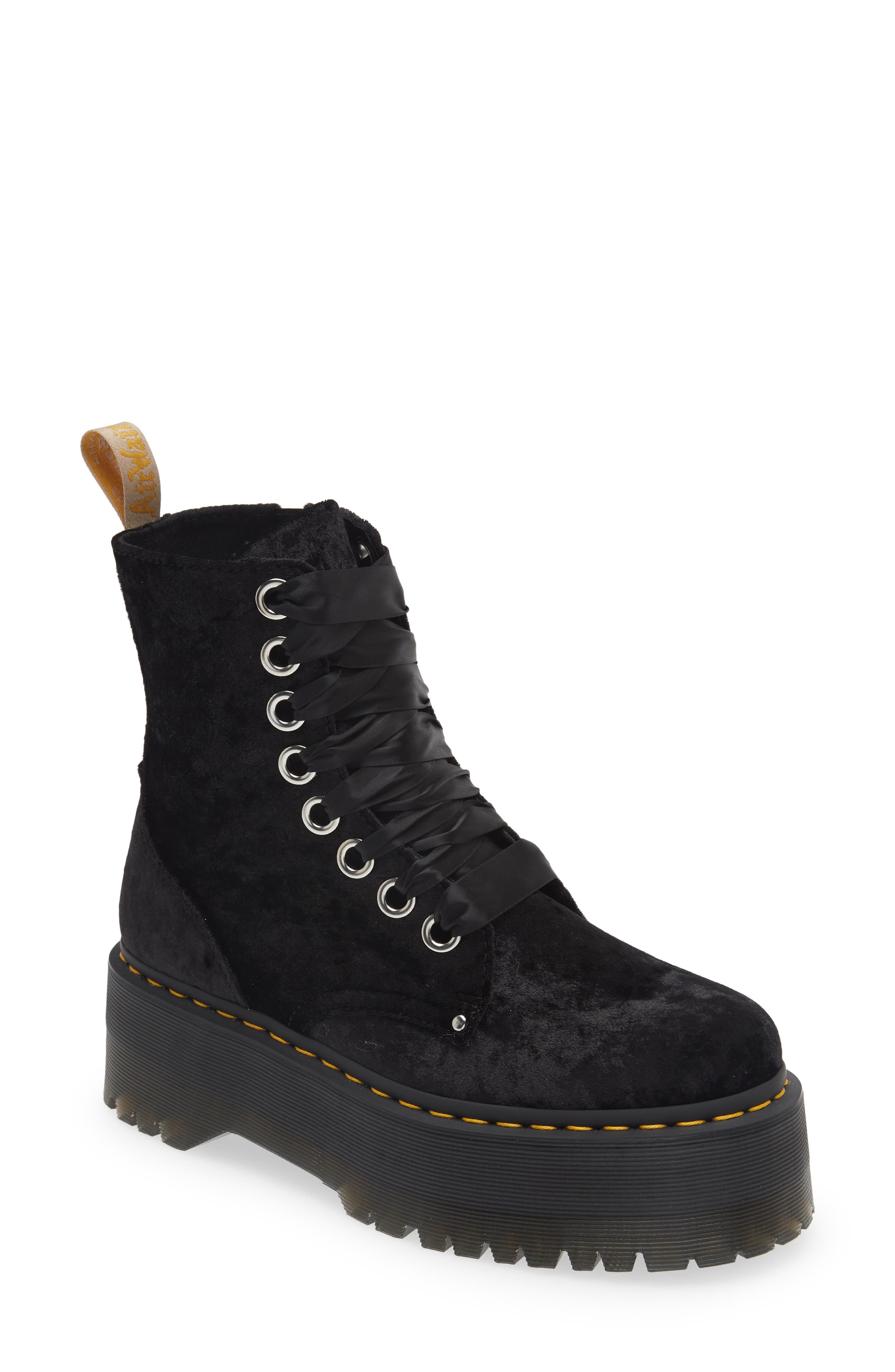 Dr. Martens Jadon Max Velvet Combat Boot, Main, color, 