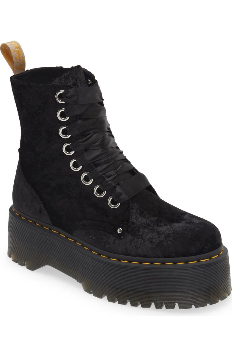Dr. Martens Jadon Max Velvet Combat Boot, Main, color,