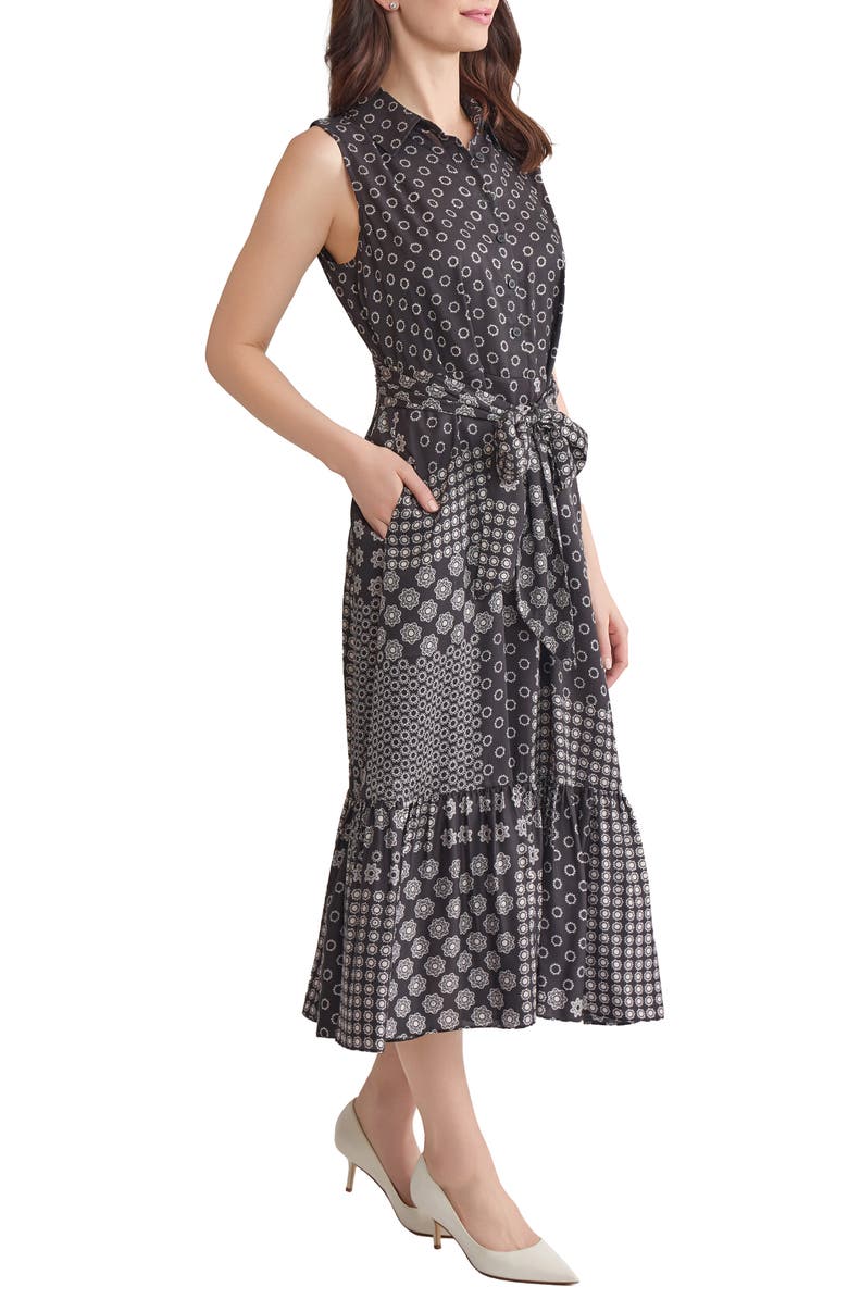 Jones New York Print Tie Waist Sleeveless Midi Dress, Alternate, color, 