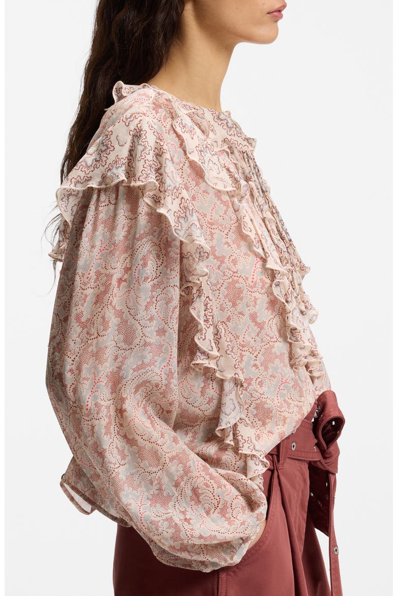 Paisley Ruffle Blouse, Alternate, color, RUST PAISLEY