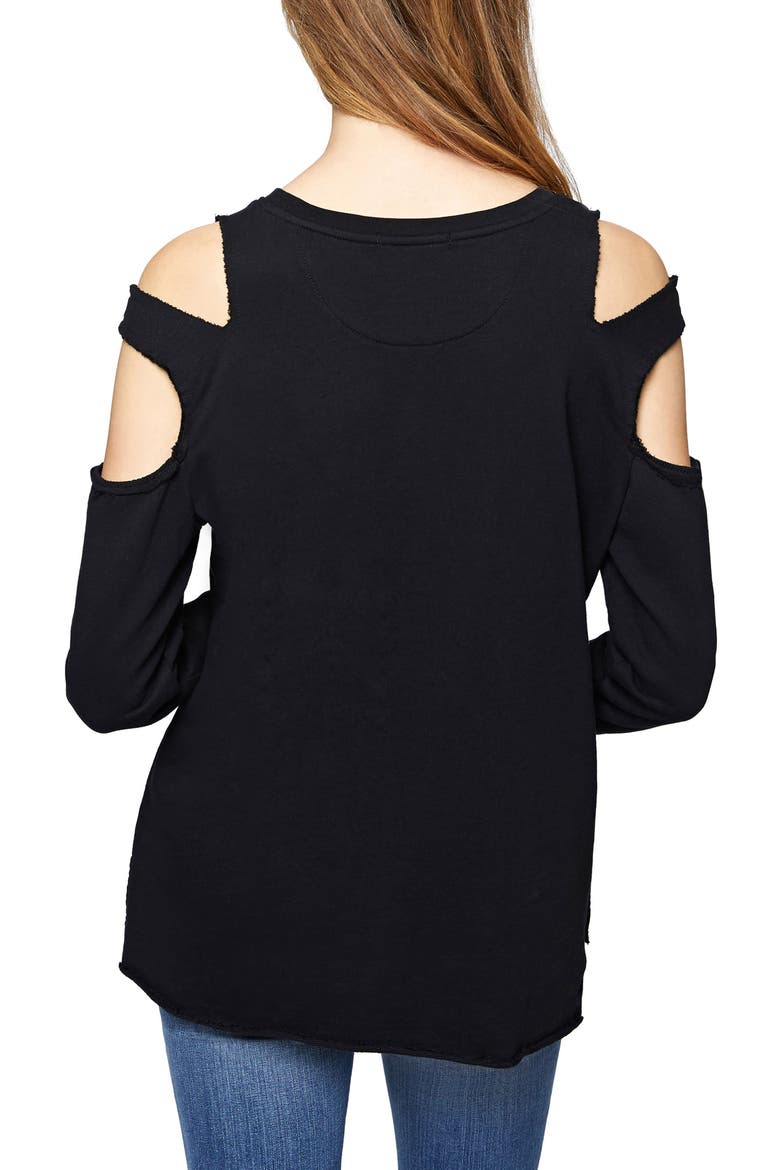 Park Slope Cold Shoulder Sweatshirt, Alternate, color, BLACK