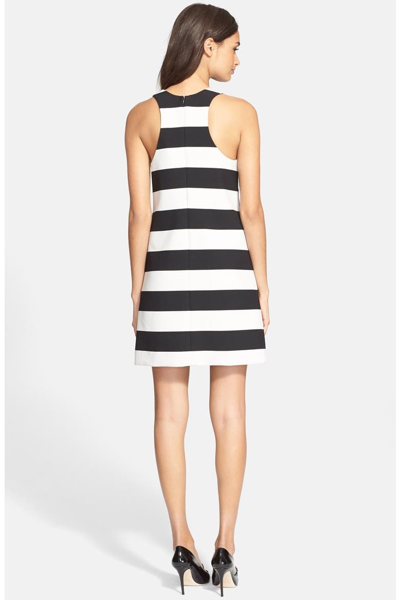 Stripe A-Line Dress, Alternate, color, BLACK/ IVORY
