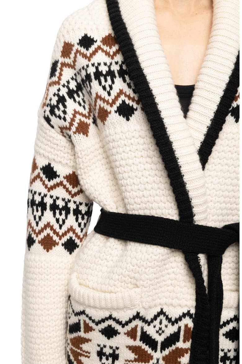 Erra Tie Waist Wool & Cashmere Cardigan, Alternate, color, VANILLE