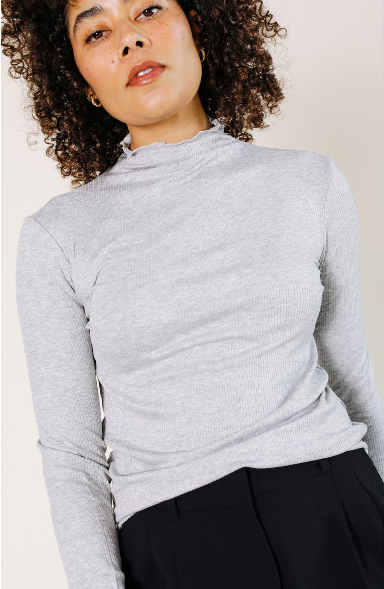 POPLINEN Norma Modal Ribbed Turtleneck, Alternate, color, Heather Gray