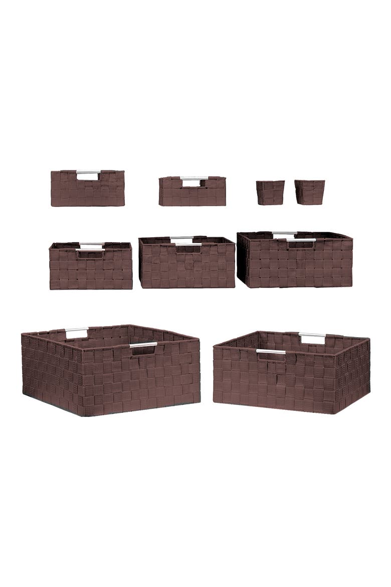 Chocolate Woven 9-Piece Basket Set, Alternate, color, CHOCOLATE