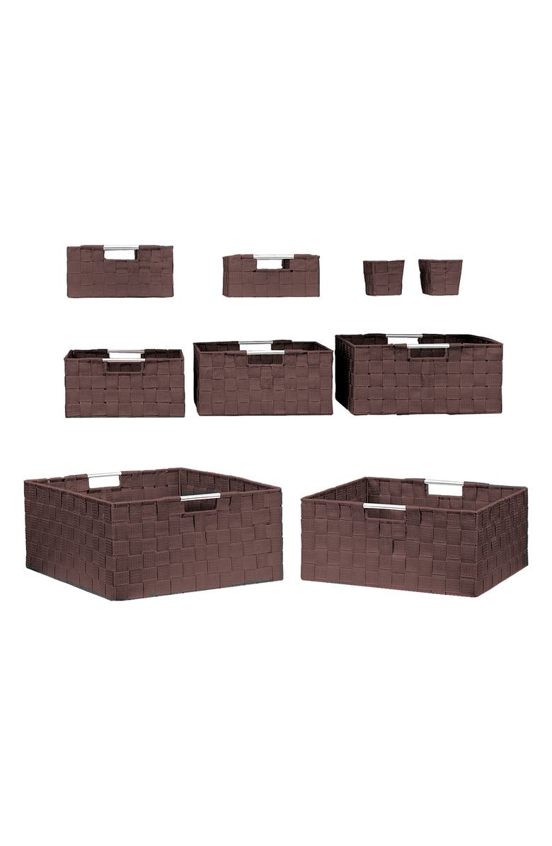 SORBUS Chocolate Woven 9-Piece Basket Set, Alternate, color, 