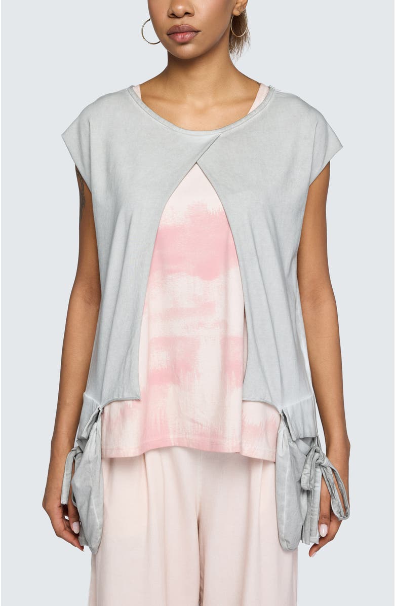 LUUKAA Elowyn Garment-Dyed Boxy Blouse, Main, color, Ash Grey
