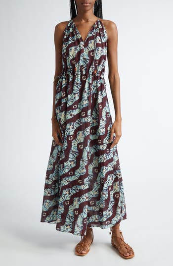 Ulla Johnson Cora Tie Neck Cover-up Dress In Brown