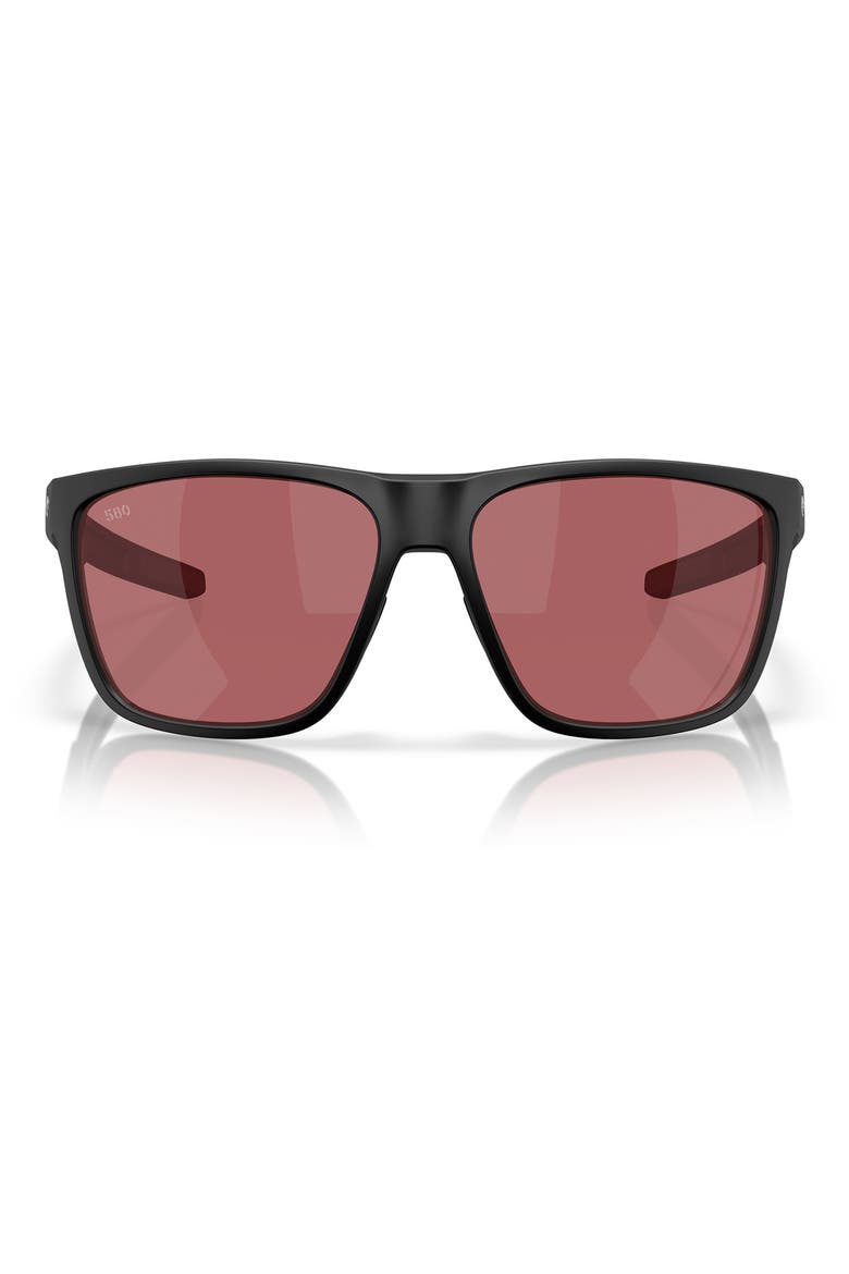Ferg 62mm Polarized Pillow Sunglasses, Main, color, MATTE BLACK / ROSE 580G