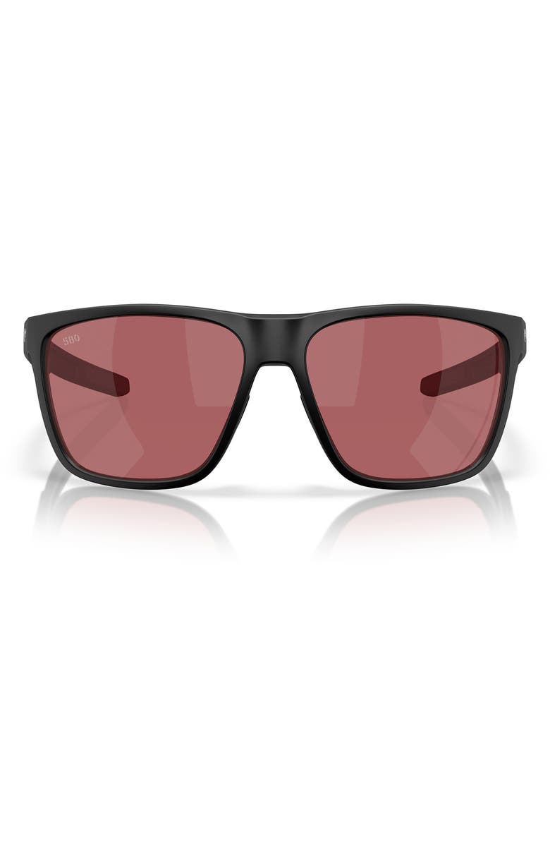 Costa Del Mar Ferg 62mm Polarized Pillow Sunglasses, Main, color, Matte Black / Rose 580G