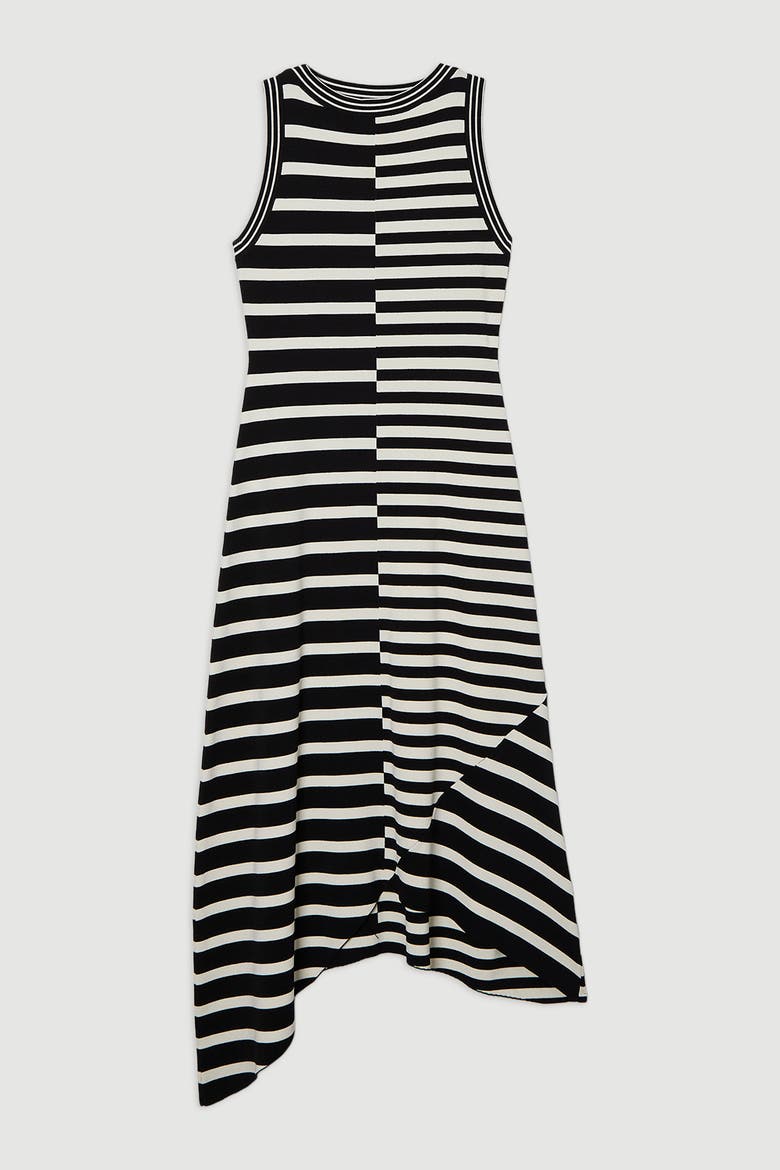 Stripe Sleeveless Knitted Midi Dress, Alternate, color, Mono