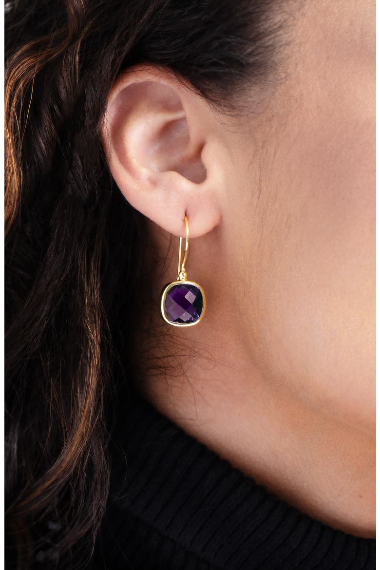 Cushion Stone Drop Earrings, Alternate, color, PURPLE