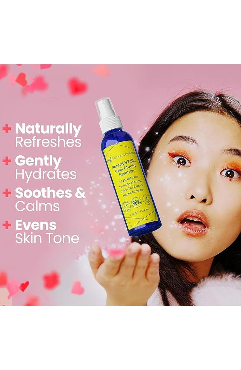 Seoul Ceuticals Korean Skincare Potent 97.5% Snail Mucin Essence, Alternate, color, Clear