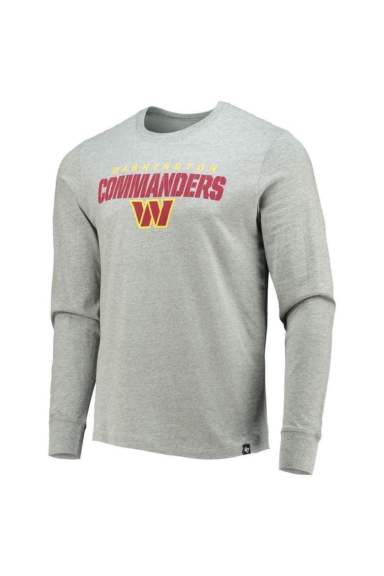Men's '47 Heathered Gray Washington Commanders Traction Super Rival Long Sleeve T-Shirt, Alternate, color, Heather Gray