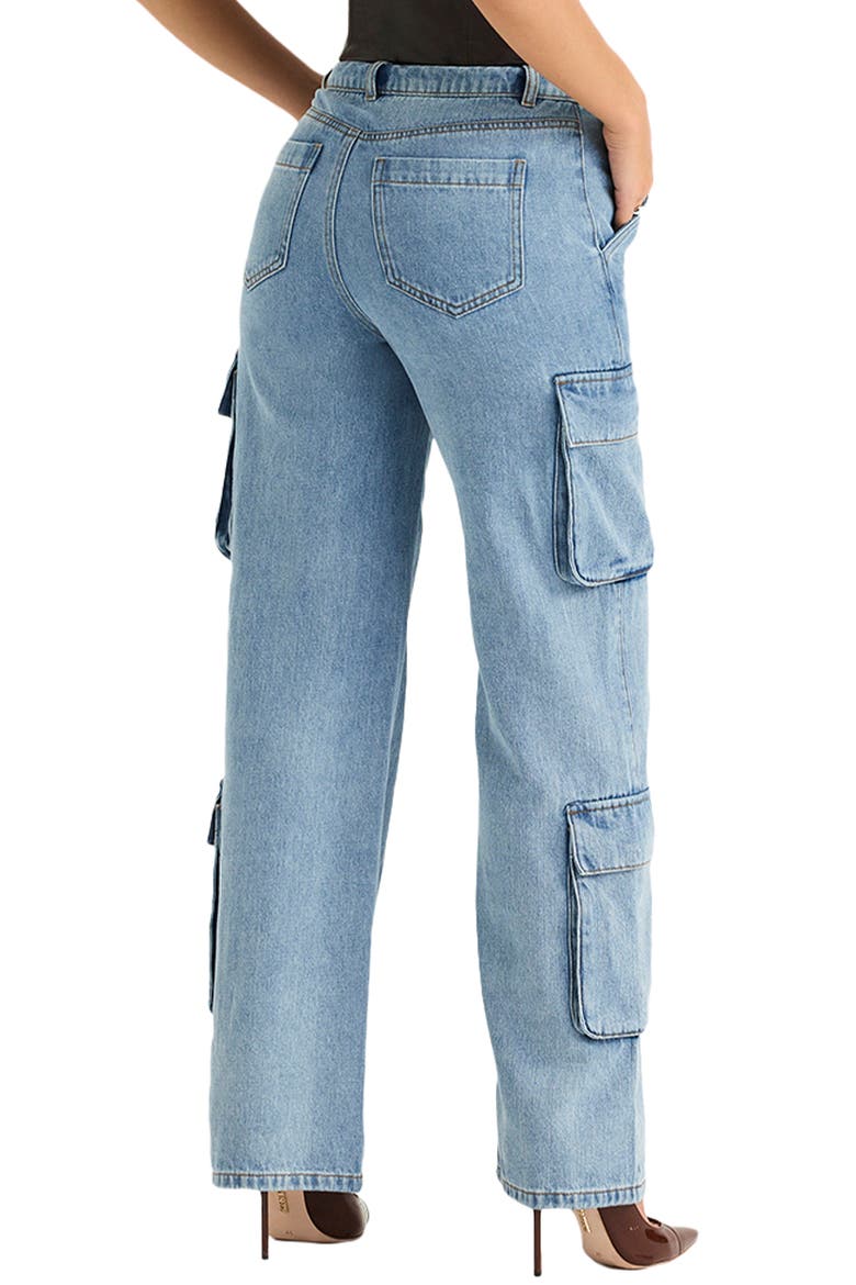 Ria Washed Utility Cargo Jeans, Alternate, color, BLUE