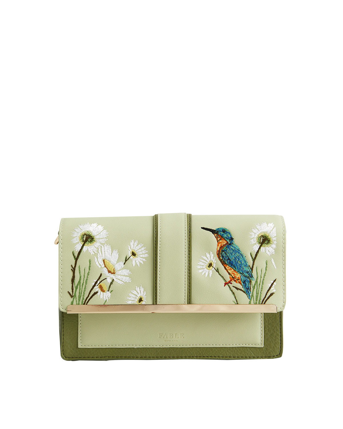 Fable England Embroidered Kingfisher Cross Body Bag, Alternate, color, Pastel Green