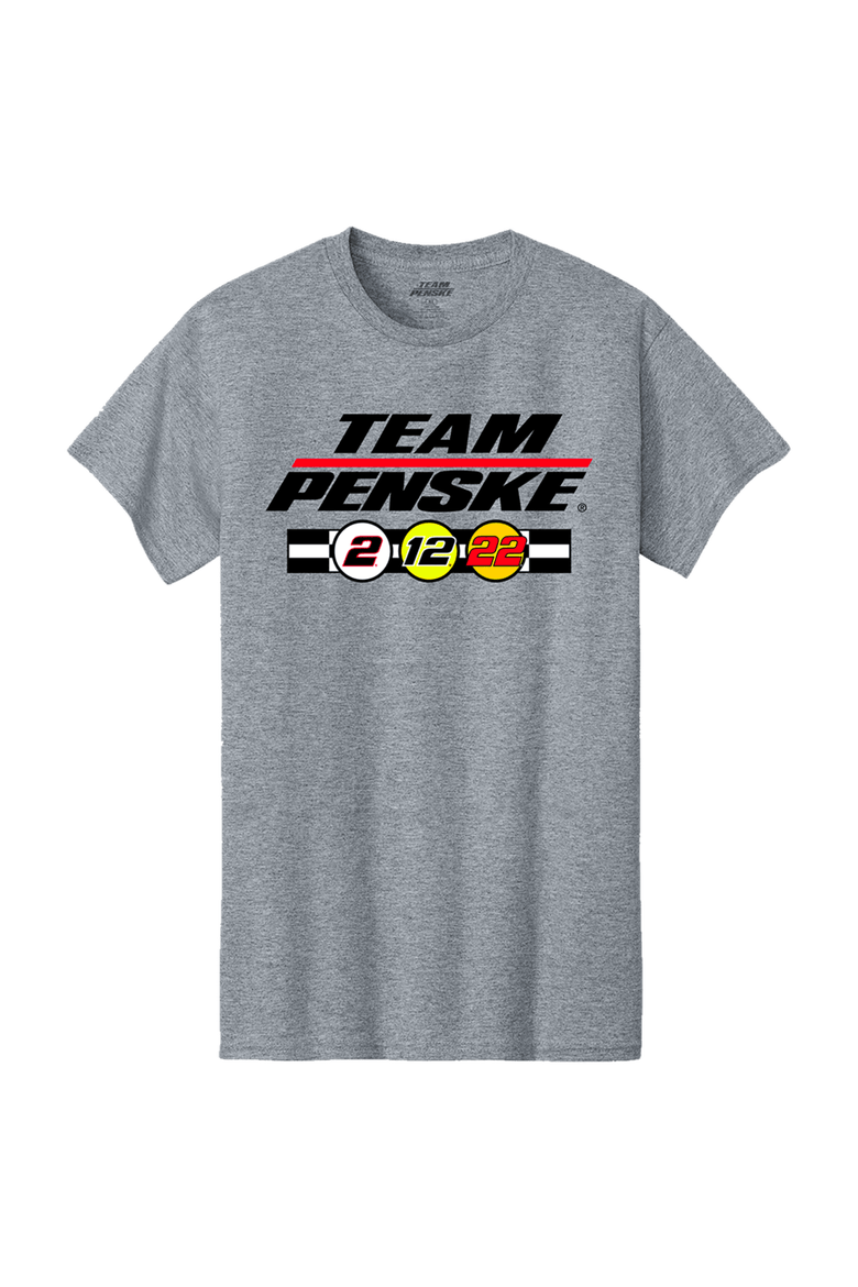 Men's Team Penske  Athletic Heather Gray Team Penske Three-Car Team T-Shirt, Alternate, color, Athletic Heather Gray