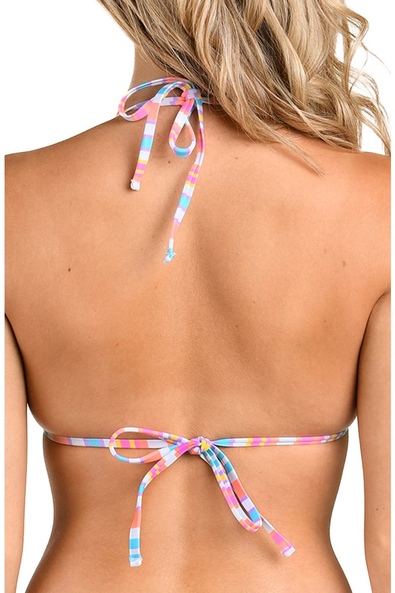 Summer Seamed Triangle Bikini Top, Alternate, color, PINK WHITE MULTI