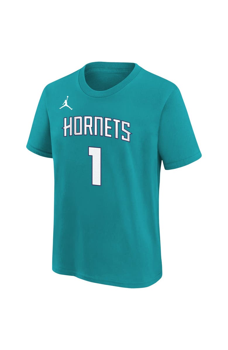 Jordan Brand Youth Jordan Brand LaMelo Ball Teal Charlotte Hornets Icon Name & Number T-Shirt, Alternate, color, Teal