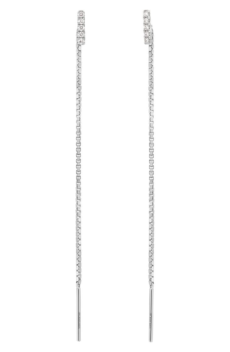 Bony Levy 18K Gold Diamond Threader Earrings, Main, color, 18Kw