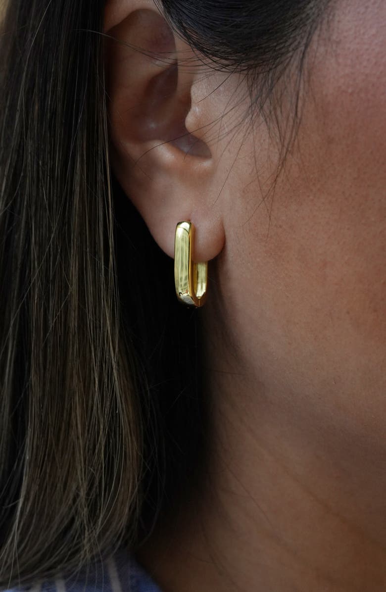 Argento Vivo Sterling Silver Wide Oblong Hoop Earrings, Alternate, color, Gold