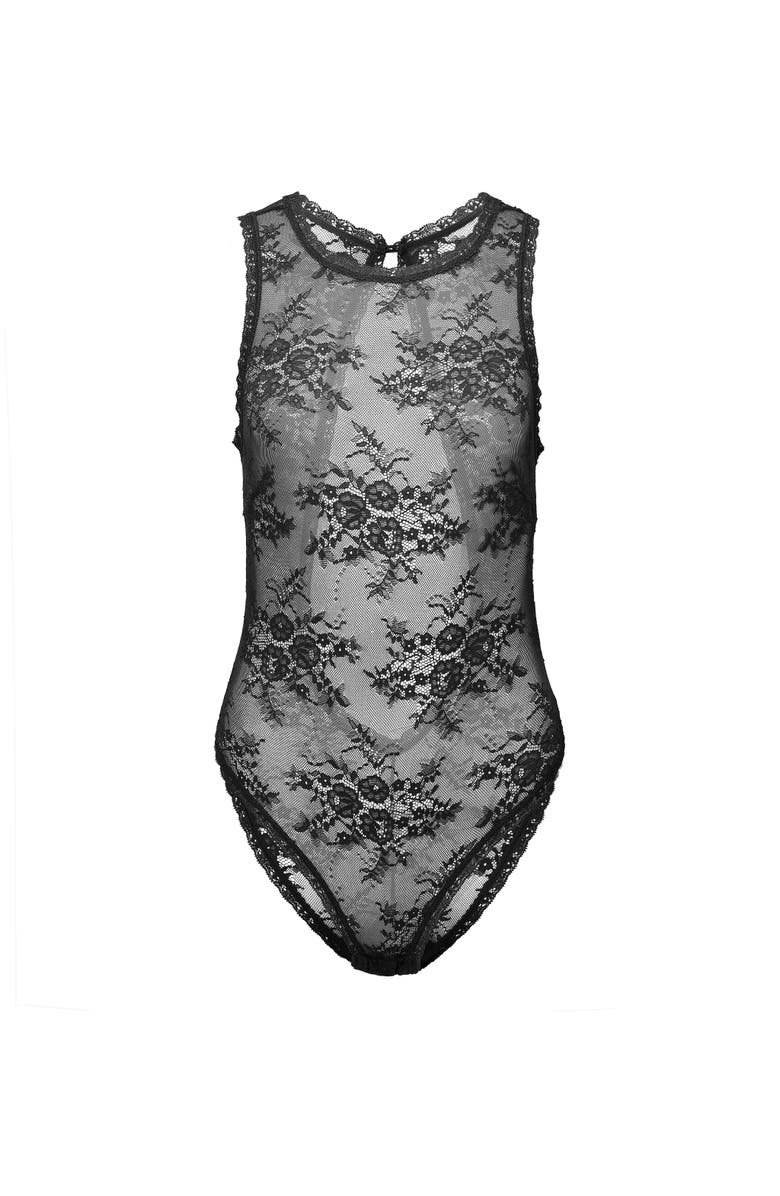 Adore Me Hazelle Bodysuit Lingerie, Alternate, color, Black