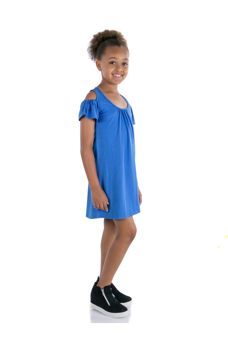 Pleated Cold Shoulder Summer Dress, Alternate, color, Turq