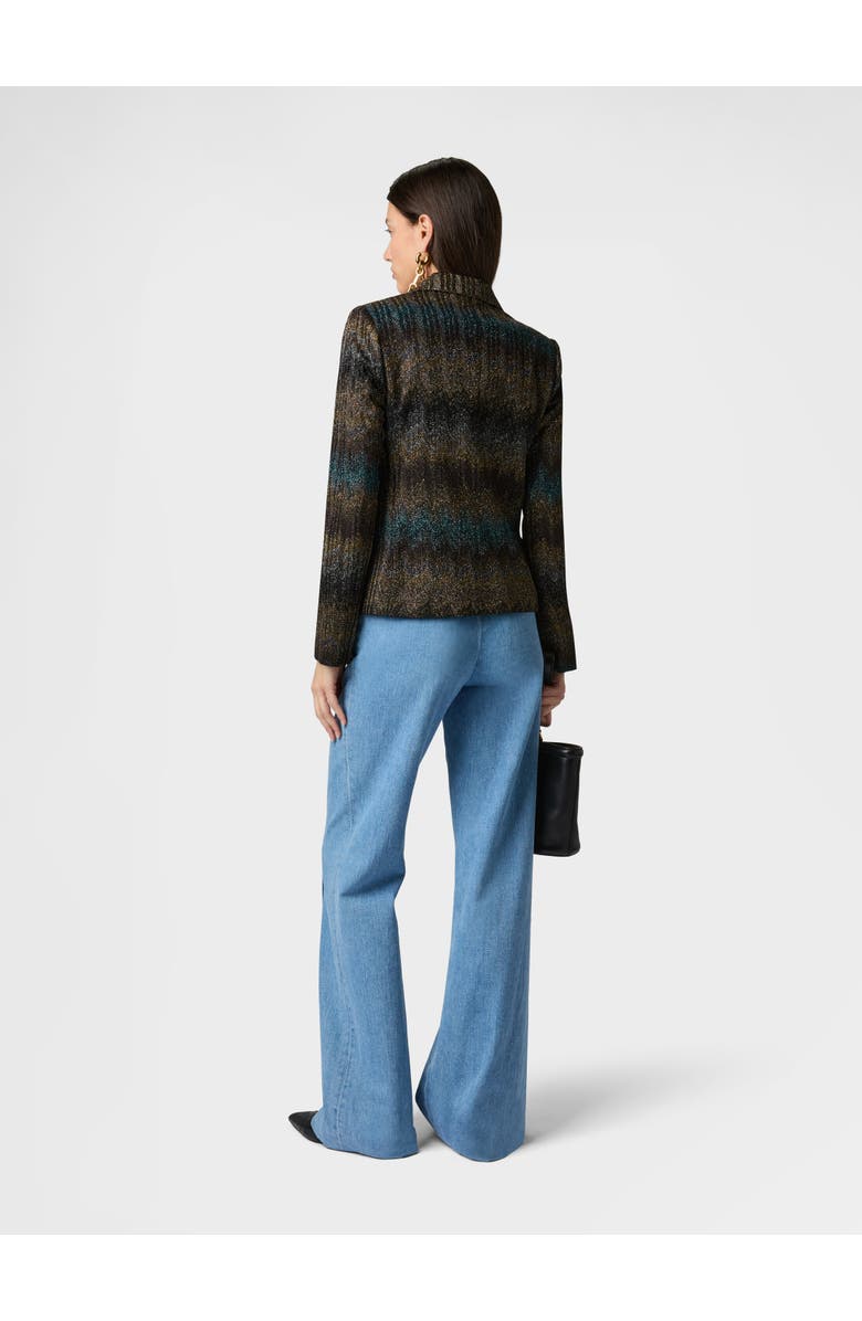 Missoni Slim Blazer In Viscose Lamé Snake Motif, Alternate, color, Blue