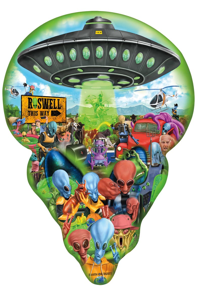 Roswell This Way 750 piece Jigsaw Puzzle for Adults Special Shape, Alternate, color, Multicolor