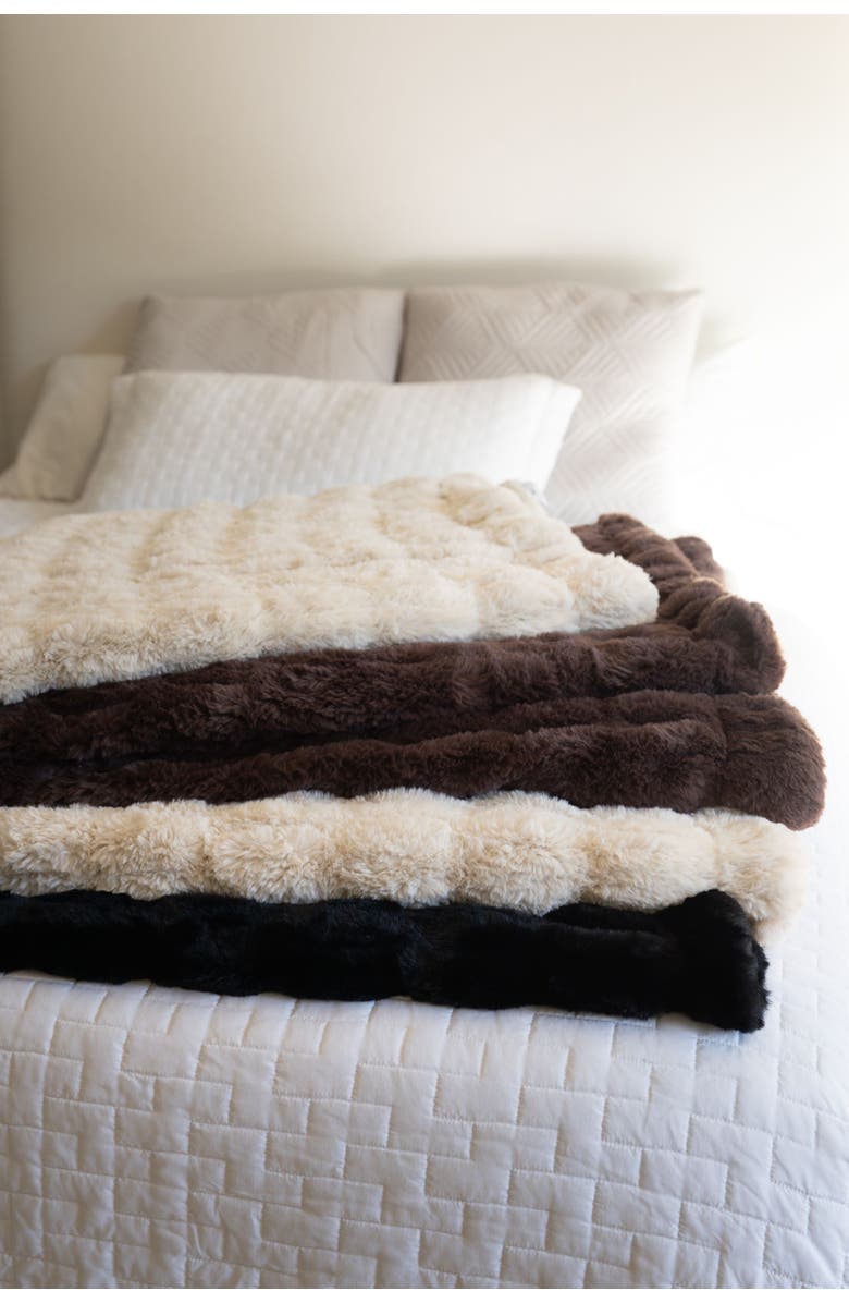 Sea To Me Blankets LA Escapade Faux Fur Throw Blanket, Alternate, color, Black