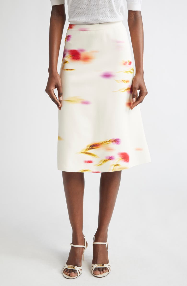 FERRAGAMO Blurred Print A-Line Skirt, Main, color,