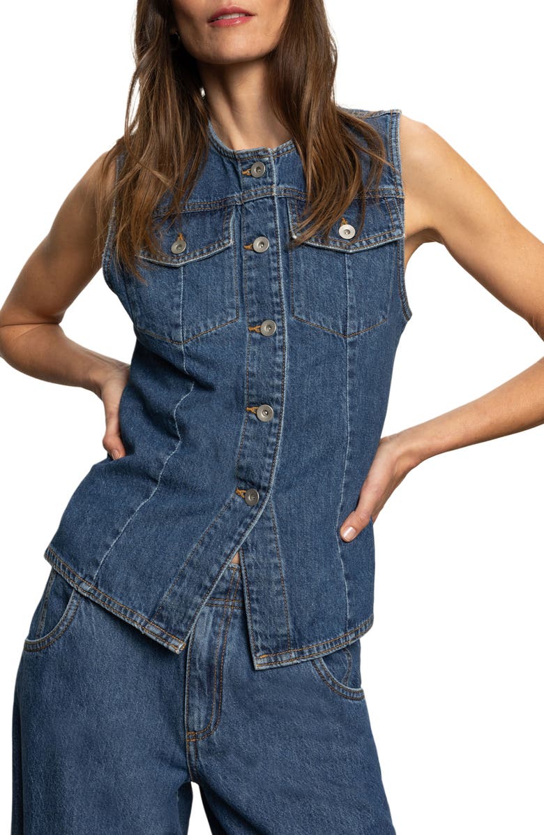 Sanctuary Maritime Denim Vest, Alternate, color, Perfect Storm