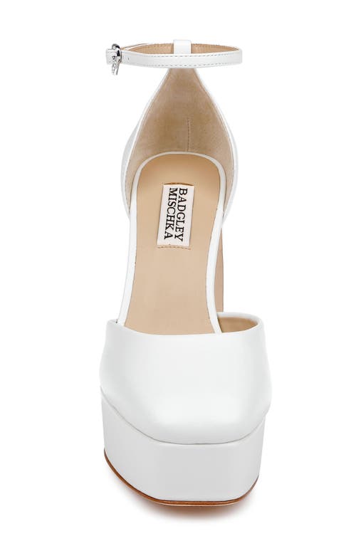 Shop Badgley Mischka Collection Jayda Ii Ankle Strap Platform Pump In White Leather