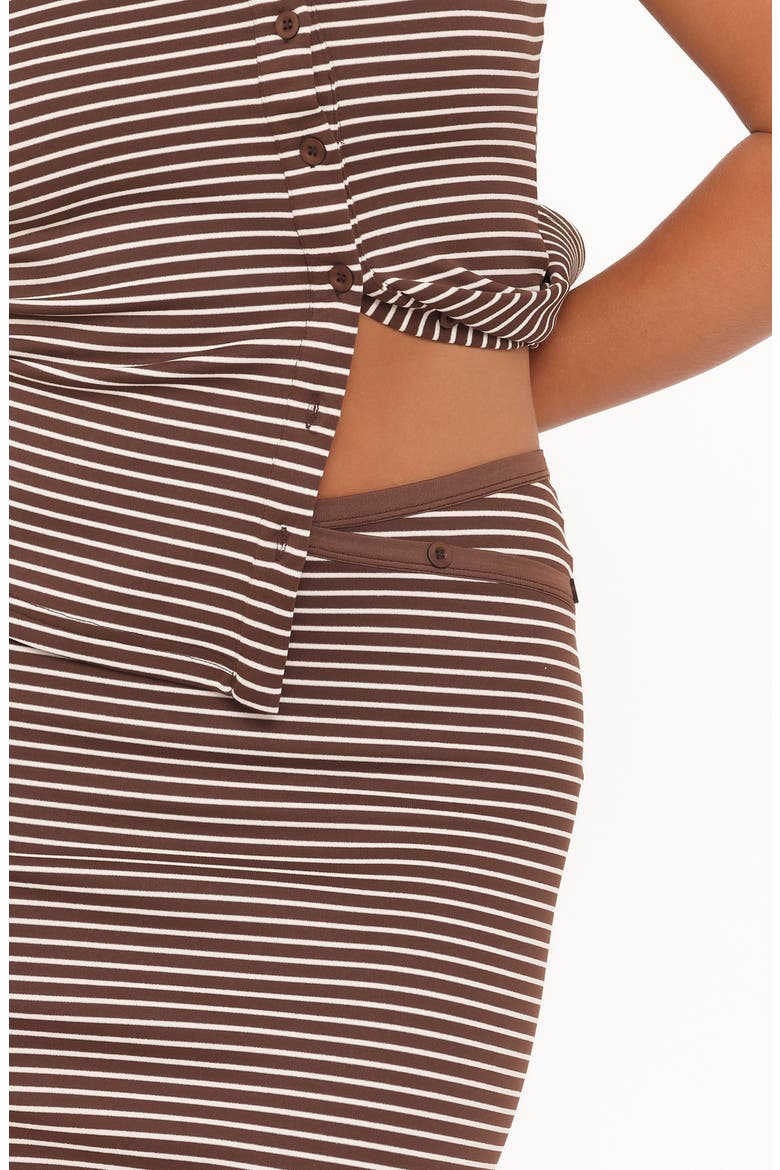 Adeline Stripe Button-Up Top & Maxi Skirt Set, Alternate, color, BROWN/CREAM STRIPE