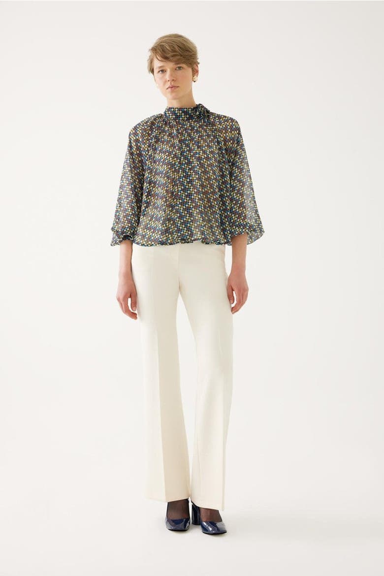 Printed Mock Neck Blouse, Alternate, color, MULTICOLOR
