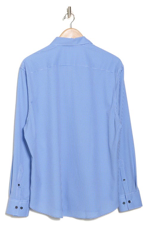 Construct Gingham Long Sleeve Button Front Shirt In Light Blue