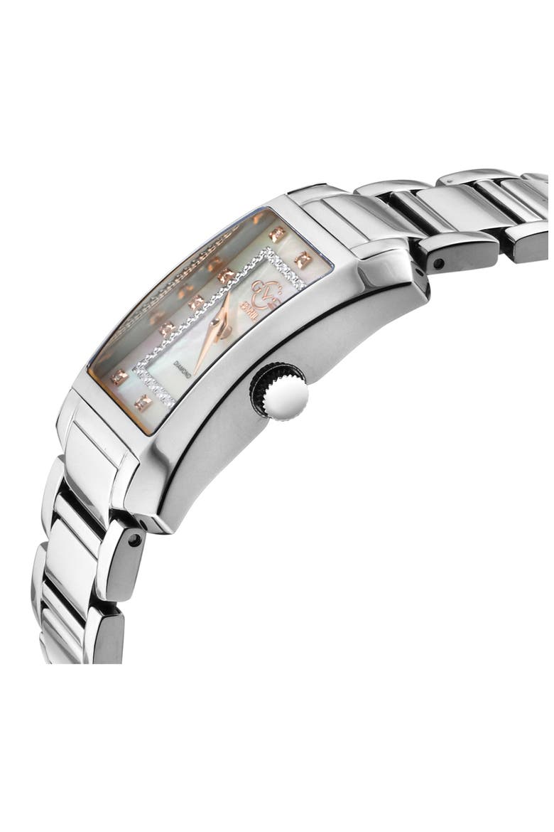 Women's Luino Rectangle Diamond Dial Bracelet Watch, 29.5mm, Alternate, color, SILVER