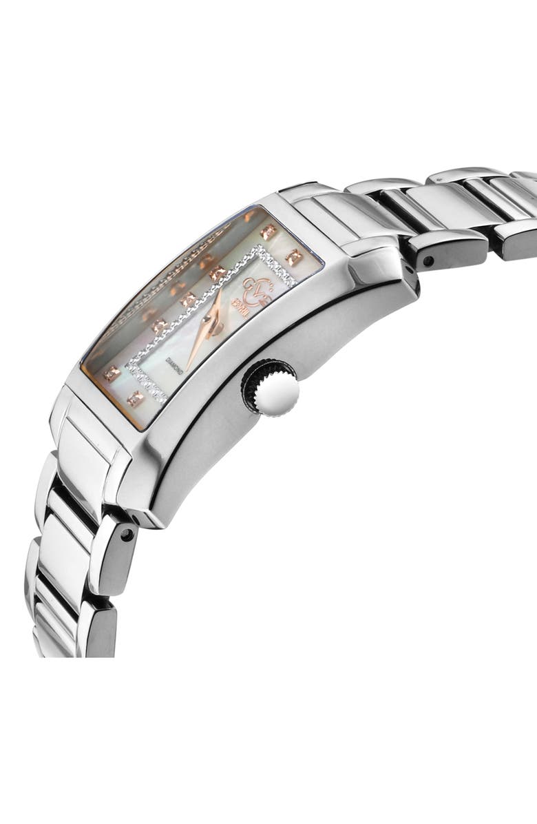 GV2 Women's Luino Rectangle Diamond Dial Bracelet Watch, 29.5mm, Alternate, color, Silver